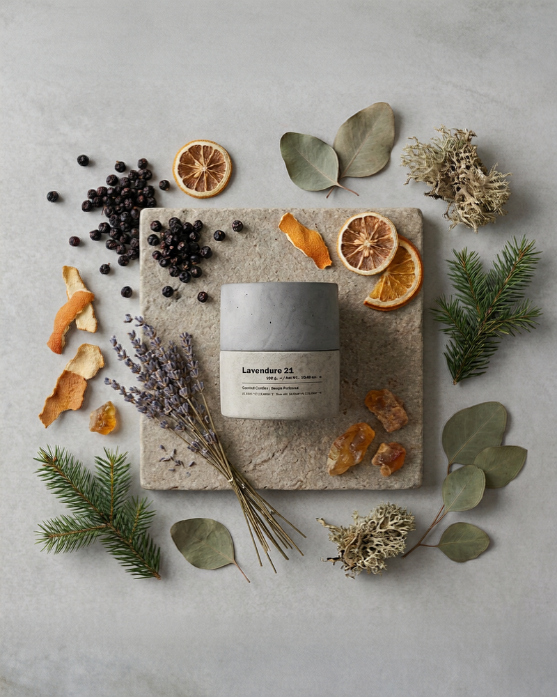 Lavendure 21: Eucalyptus, Lavender & Oakmoss Concrete Soy Candle