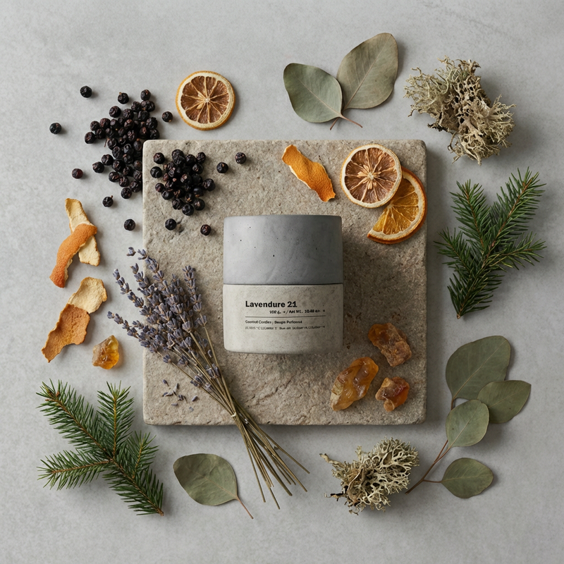 Lavendure 21: Eucalyptus, Lavender & Oakmoss Concrete Soy Candle