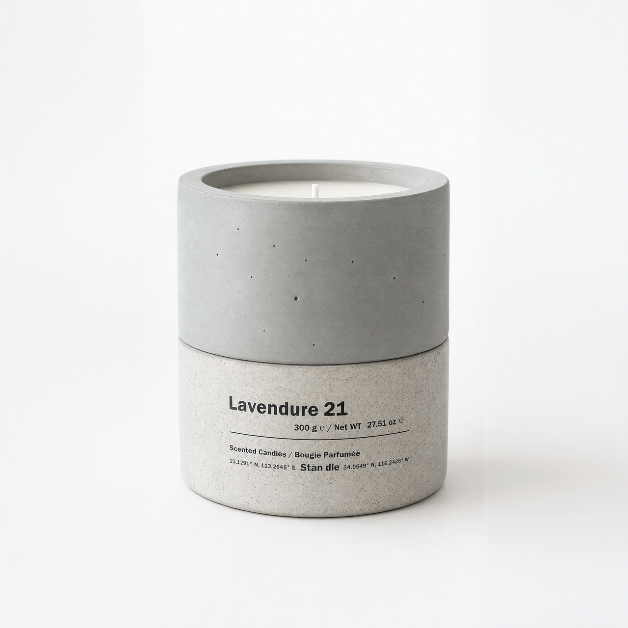 Lavendure 21 lavender eucalyptus soy candle in hand-cast concrete vessel — Stān dle Aromatic