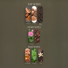 Sandalure 18 fragrance notes: cinnamon, nutmeg, black pepper top notes; geranium and clove heart notes; sandalwood, patchouli and vanilla base notes