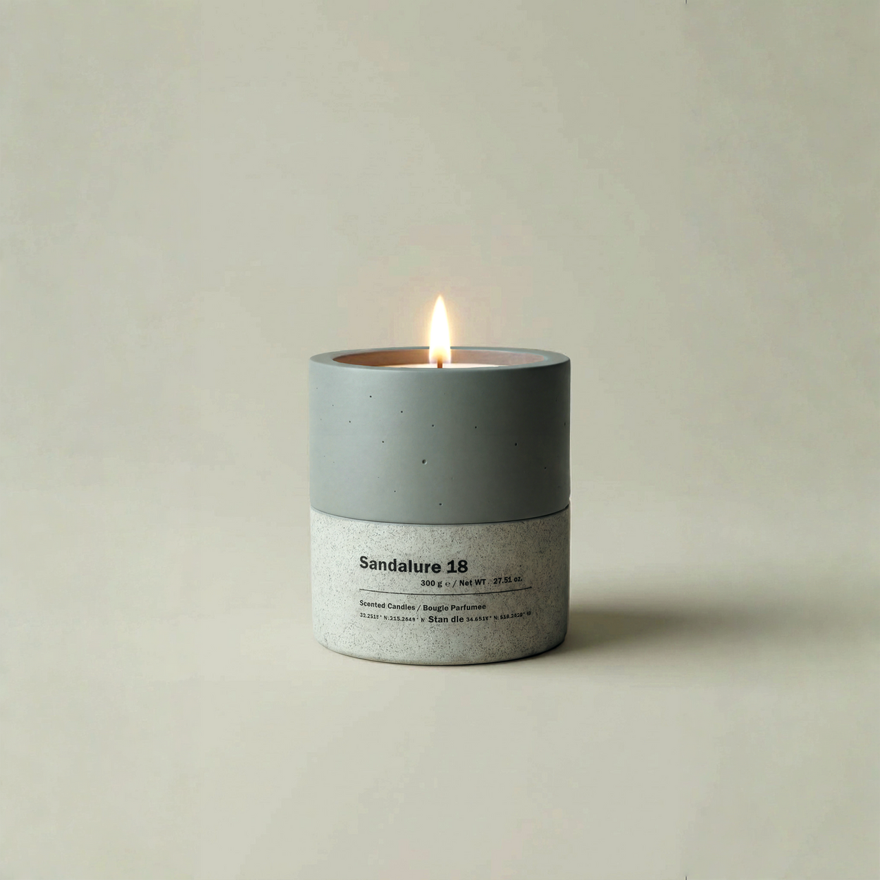 Sandalure 18 sandalwood vanilla soy candle in concrete vessel